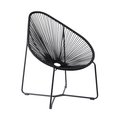 Armen Living Acapulco Indoor Outdoor Steel Papasan Lounge Chair with Black Rope LCACSIBL